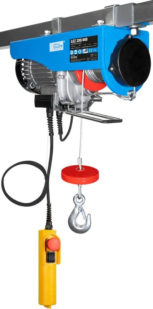 Guincho elétrico Güde GSZ 200/400 – capacidade de carga 200 kg em tiro direto ou 400 kg com carrucola, cabo 12 m