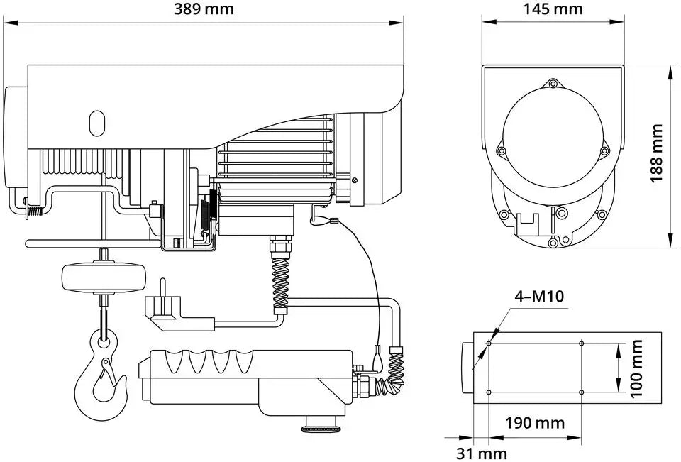 Guincho elétrico Güde GSZ 200/400 – capacidade de carga 200 kg em tiro direto ou 400 kg com carrucola, cabo 12 m