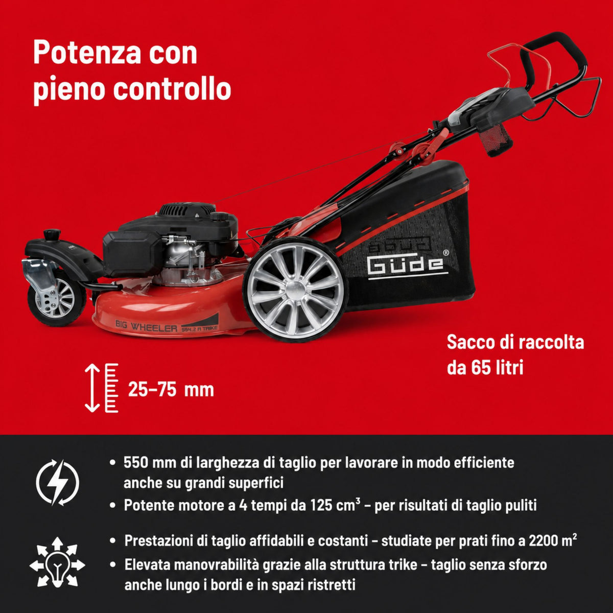 Güde Corta-relva a tre rodas BIG WHEELER 554.2 R