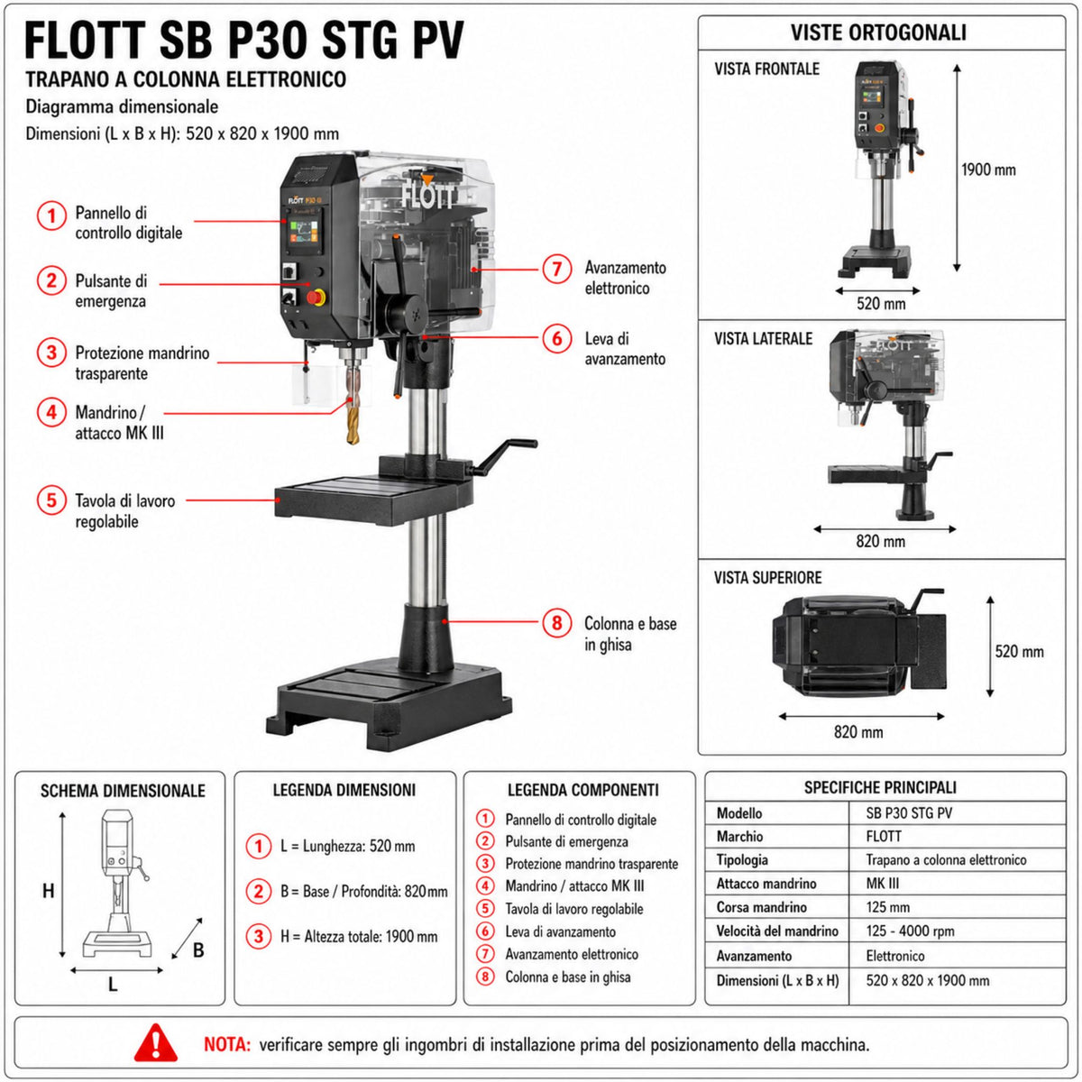 Furadora de coluna Flott SB P30 STG PV