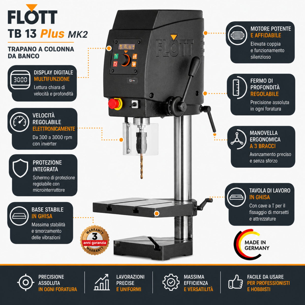 Furadora de coluna Flott TB 13 Plus MK2