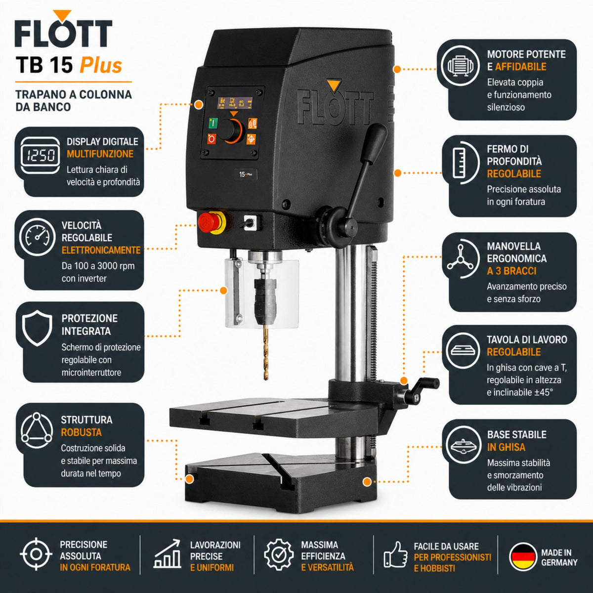 Furadora de coluna Flott TB 15 Plus