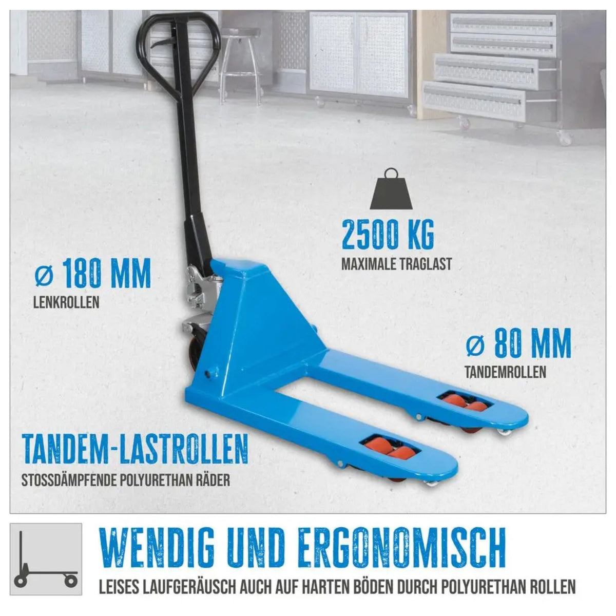 Empilhador manual Güde 2500 kg – PU (garfos 800 mm)