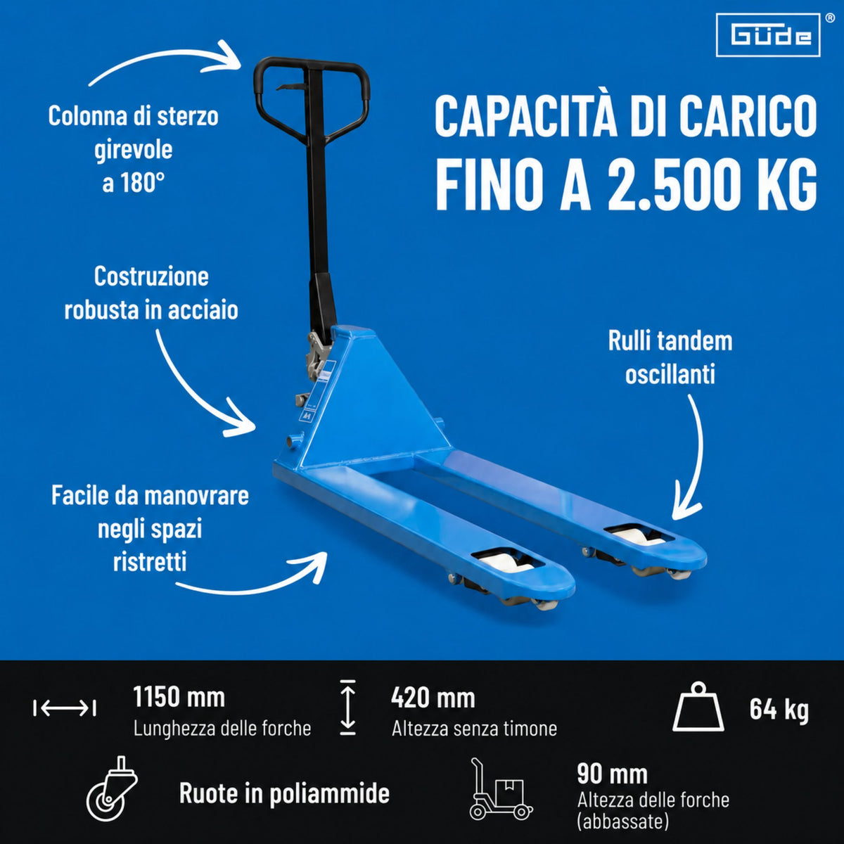 Empilhador manual Güde 2500 kg - PA