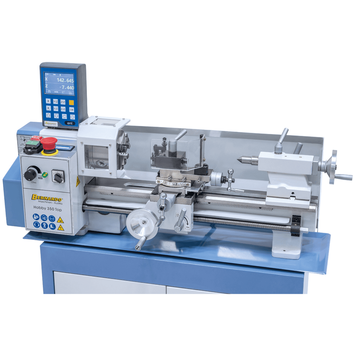 Torno para metal Bernardo Hobby 350 Top compacto com DRO 2 eixos