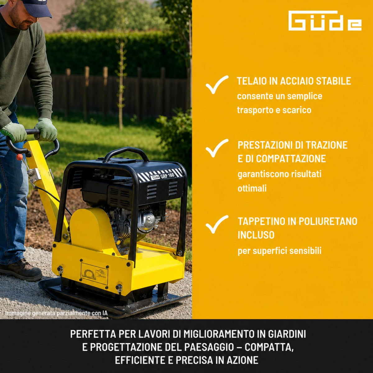 Equipamento de construção Guede Placa vibratória GRP 160 30 kN