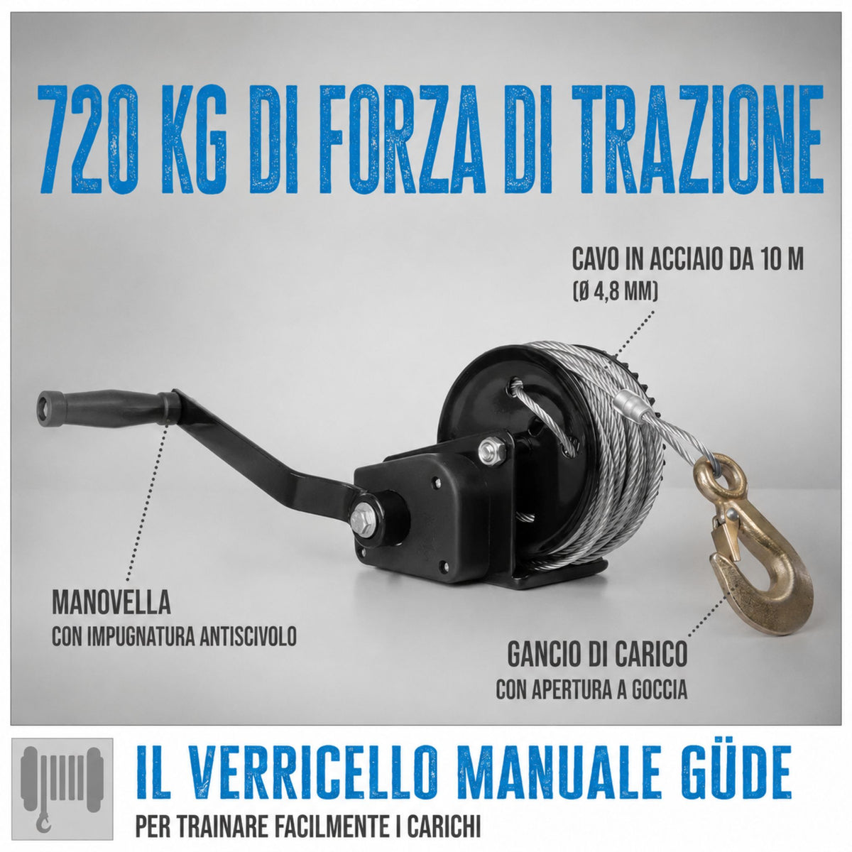 Guincho manual Güde 720 kg e 20 m