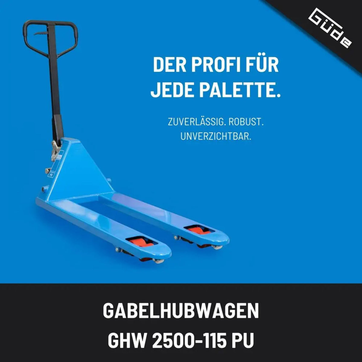 Empilhador manual Güde 2500 kg – PU (poliuretano)