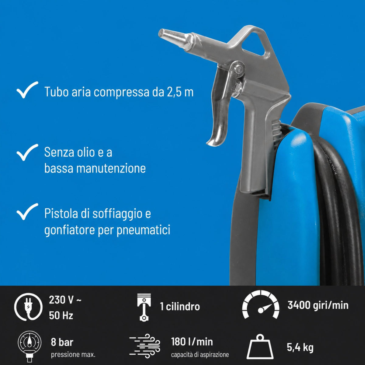 Compressor de ar portátil Güde Airpower 180/08