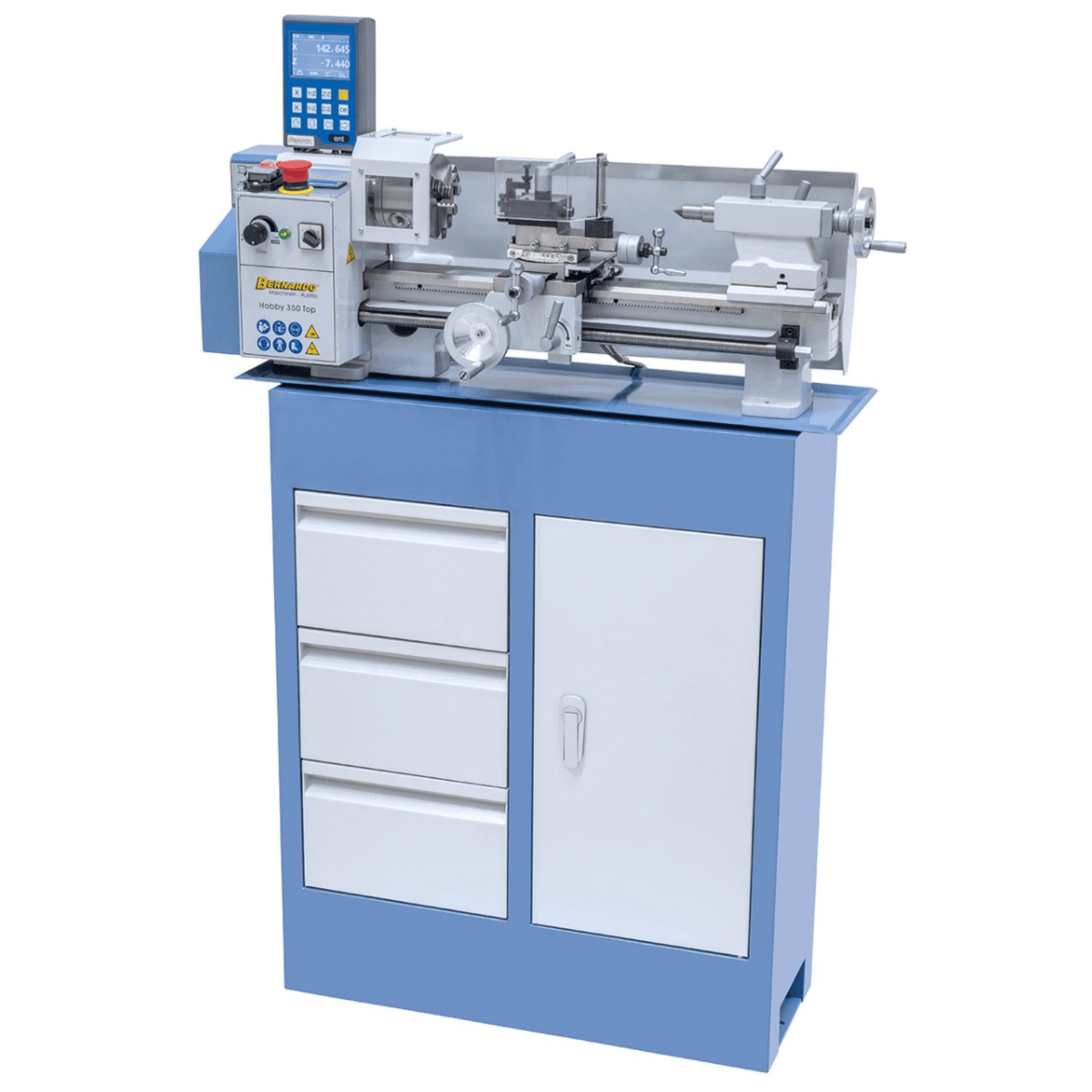 Torno para metal Bernardo Hobby 350 Top compacto com DRO 2 eixos