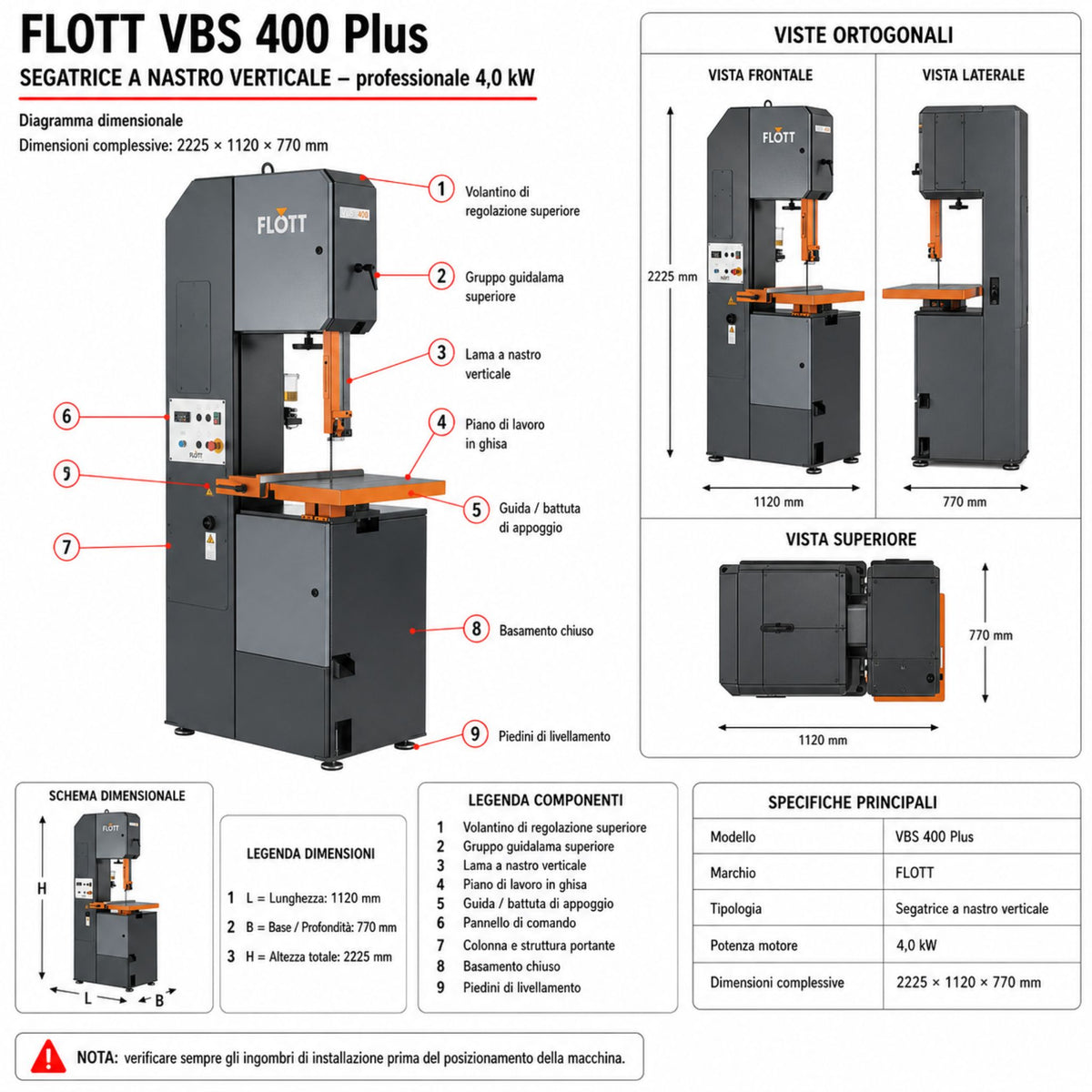 Serra de fita para metal Flott trice a cinta vertical VBS 400 Plus