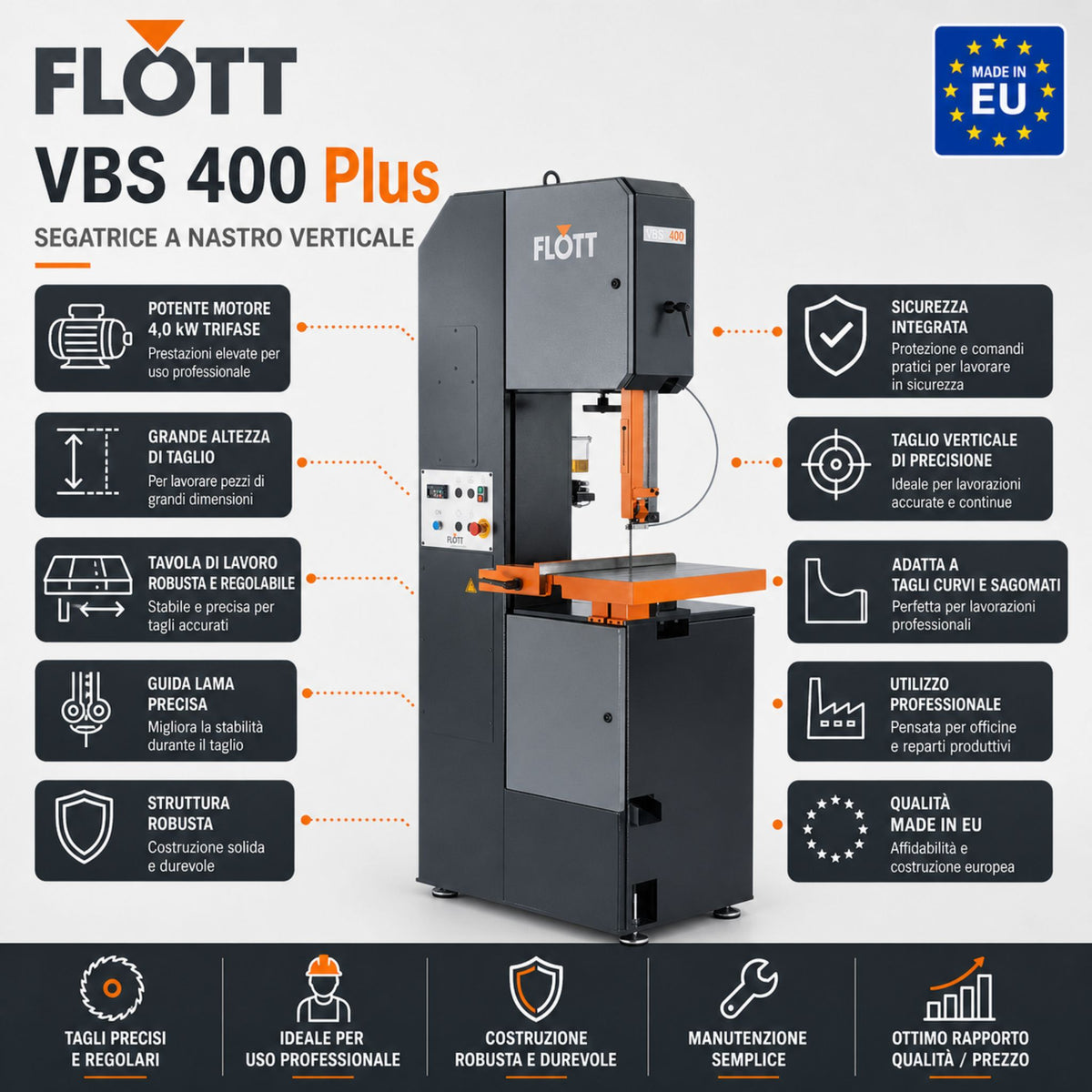 Serra de fita para metal Flott trice a cinta vertical VBS 400 Plus