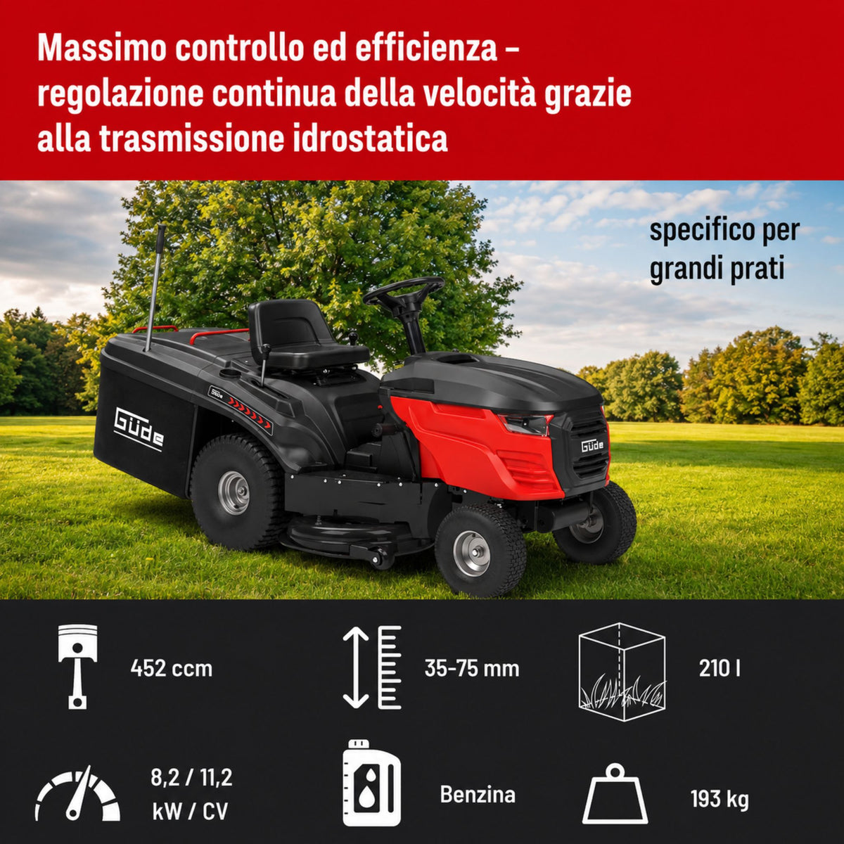 Trator corta-relva Güde GAR 960 T Hydrostat