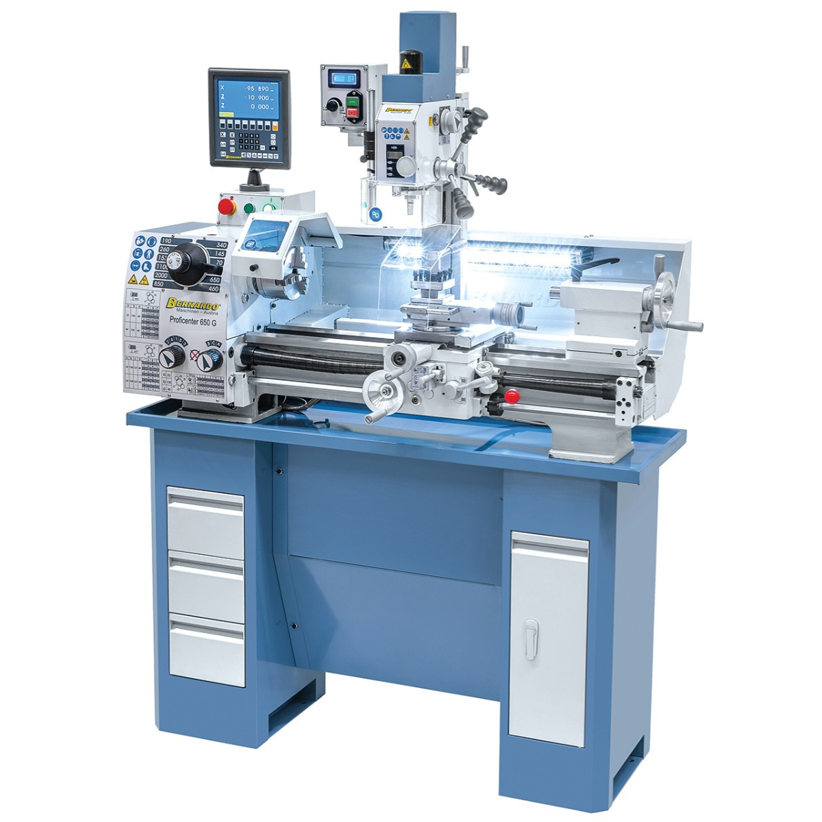 Torno para metal Bernardo fresadora Proficenter 650 G com DRO 2 eixos