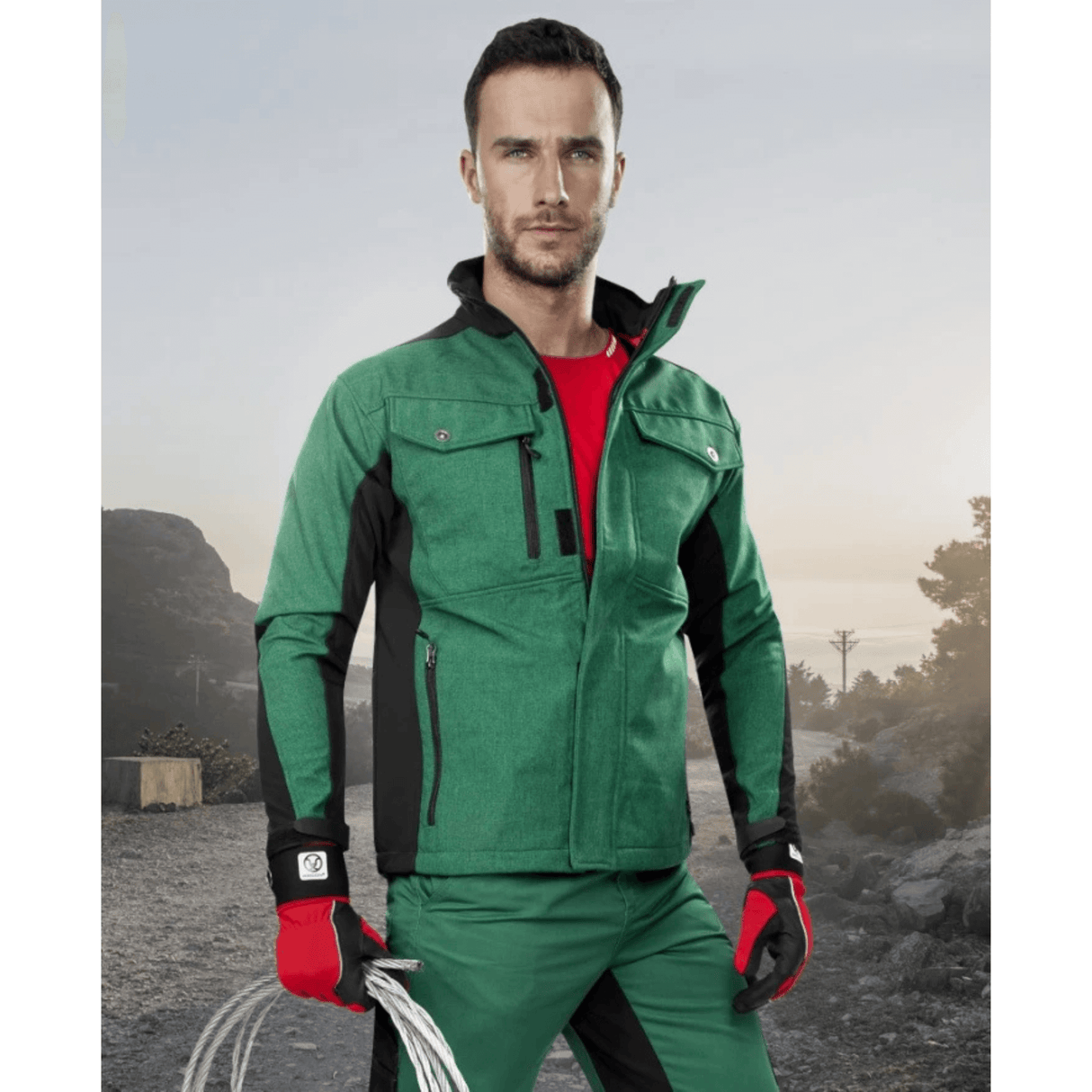 Giacca Softshell ARDON PRE100 verde/nera – Impermeabile e traspirante