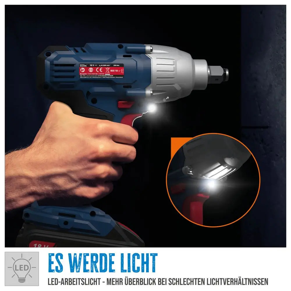 Set avvitatore ad impulsi Guede BSS 18 1/2-0 – 18V E³ con 2 batterie e valigetta