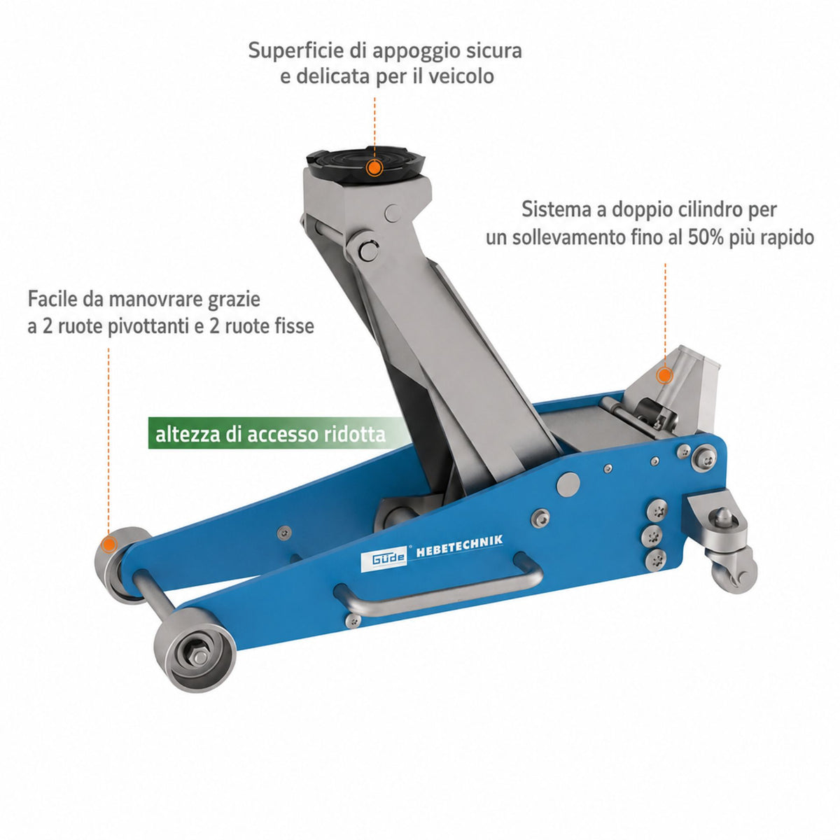 Elevador hidráulico a carrinho Güde GRH 2.5/460AL