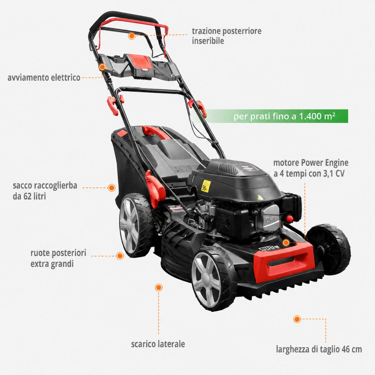Corta-relva Güde ECO WHEELER 464.4 R Li ES