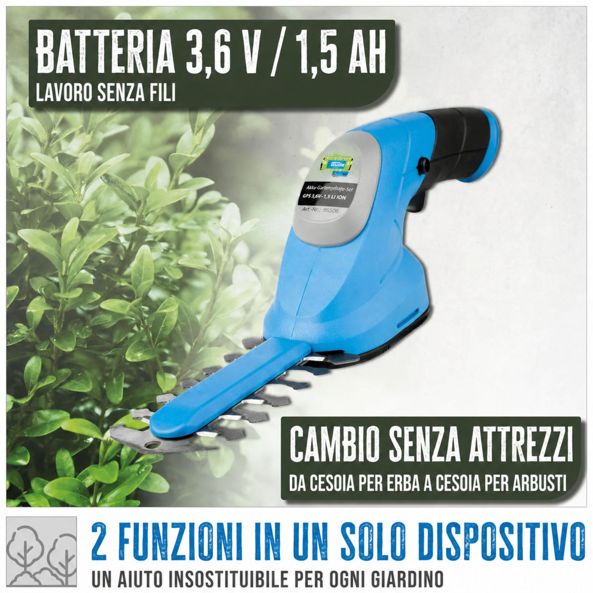 Conjunto de ferramentas de jardim com bateria Güde GPS 3,6V-1.5