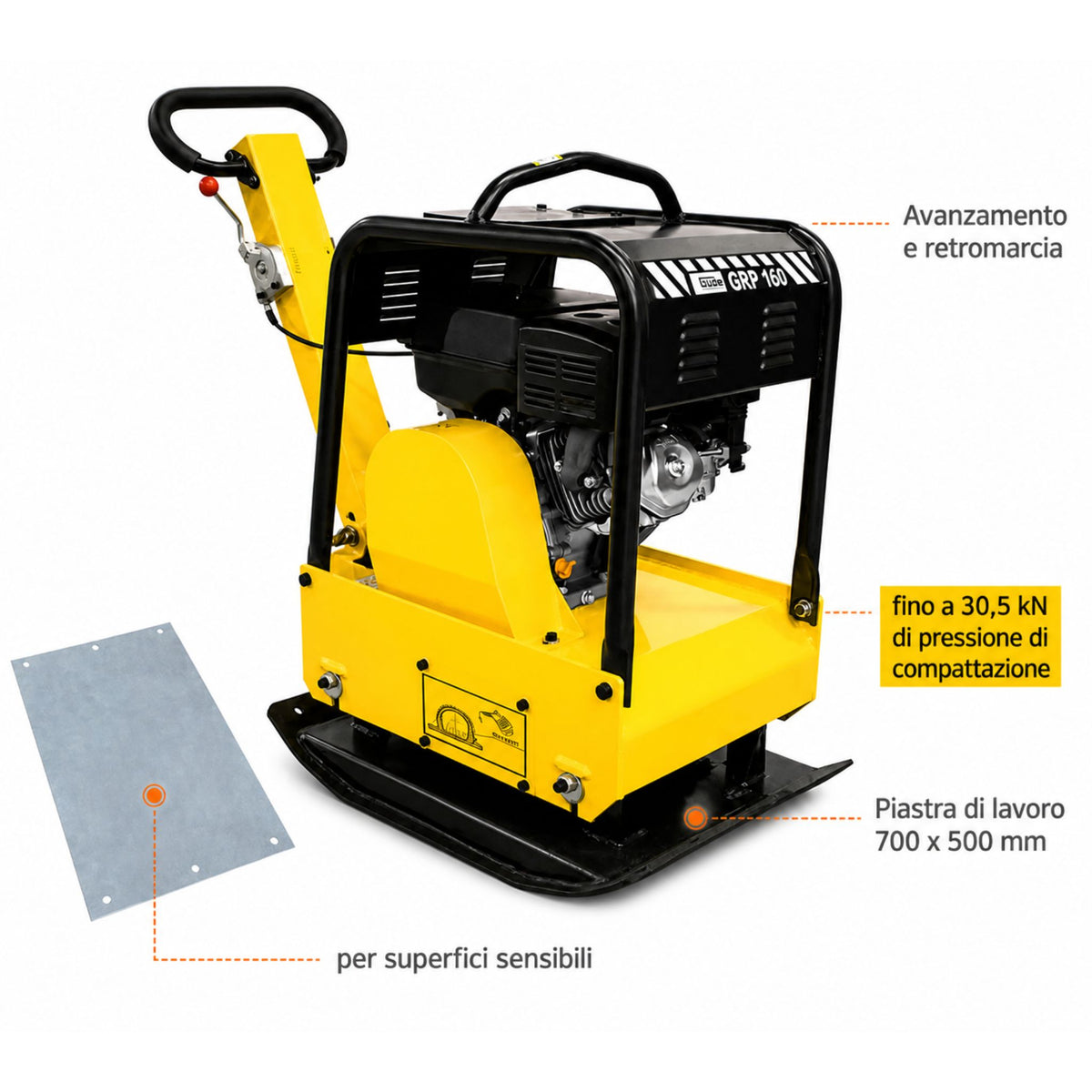 Equipamento de construção Guede Placa vibratória GRP 160 30 kN
