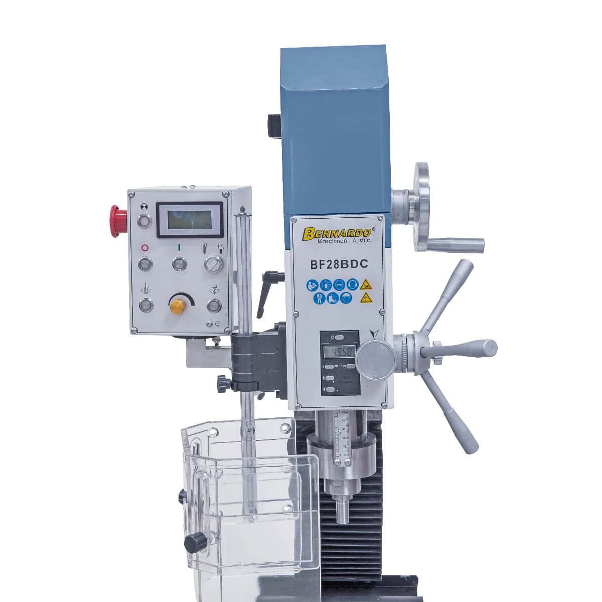 Furadora-fresadora Bernardo BF 28 BDC 230 V com indicatori digitais velocidade e curso