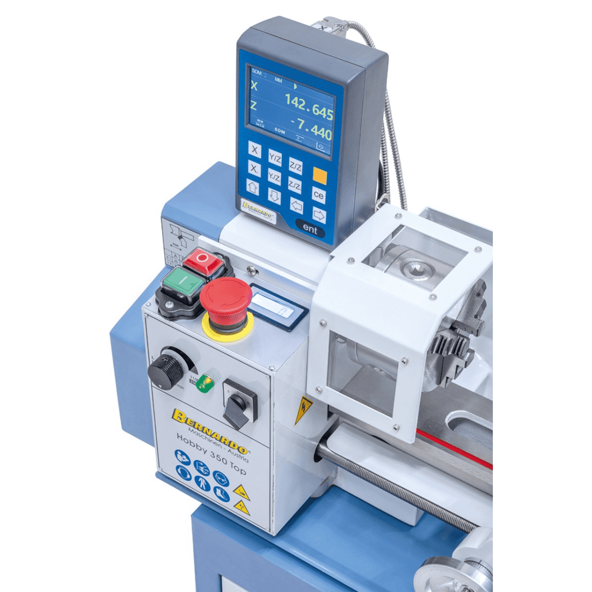Torno para metal Bernardo Hobby 350 Top compacto com DRO 2 eixos