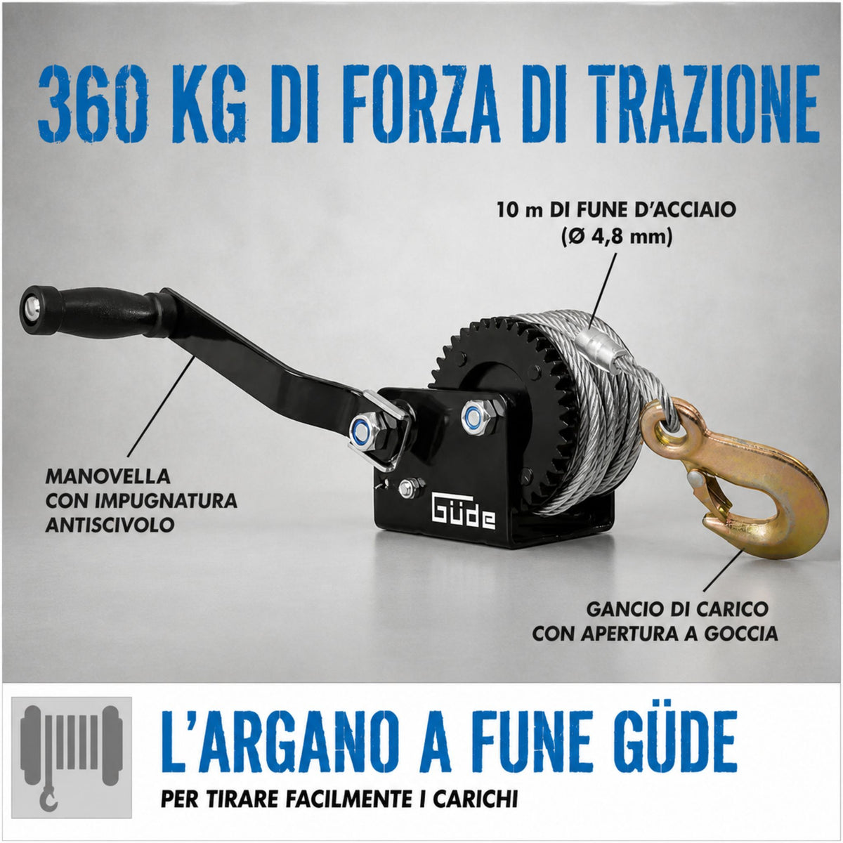 Guincho manual Güde 360 kg e 10 m