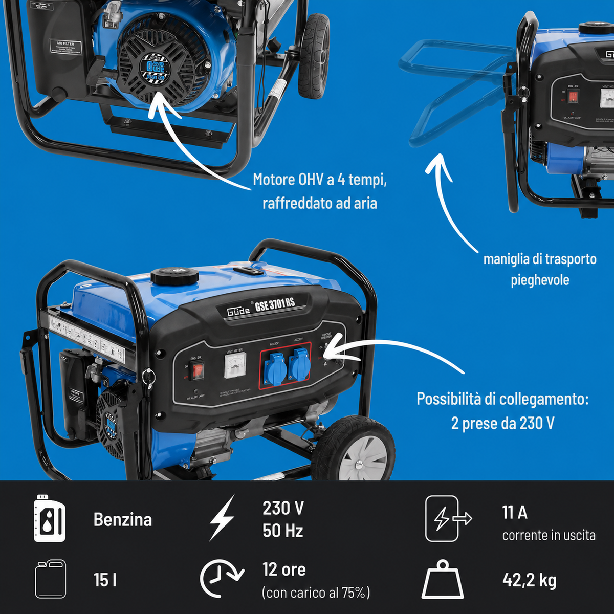 Gerador a gasolina Güde GSE 3701 RS