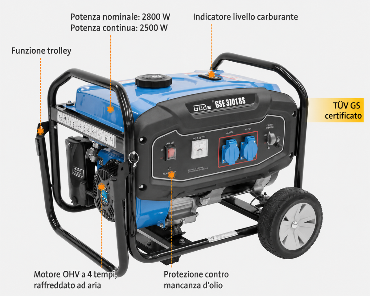 Gerador a gasolina Güde GSE 3701 RS
