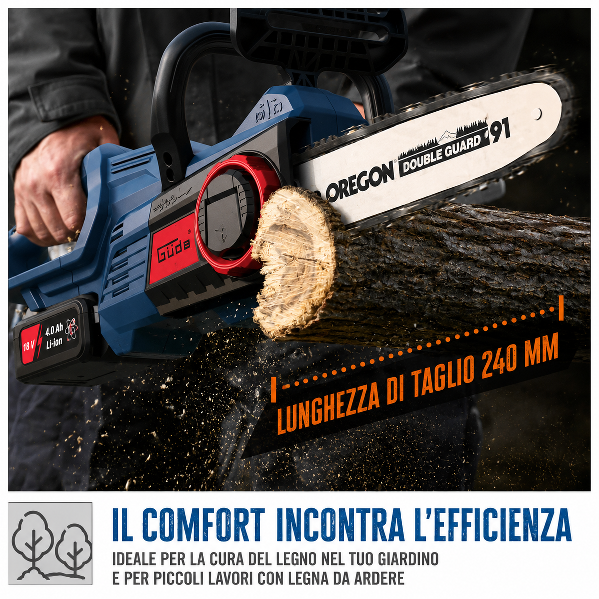 Ferramenta de jardinagem Guede Motosserra a bateria KS 18-401-30