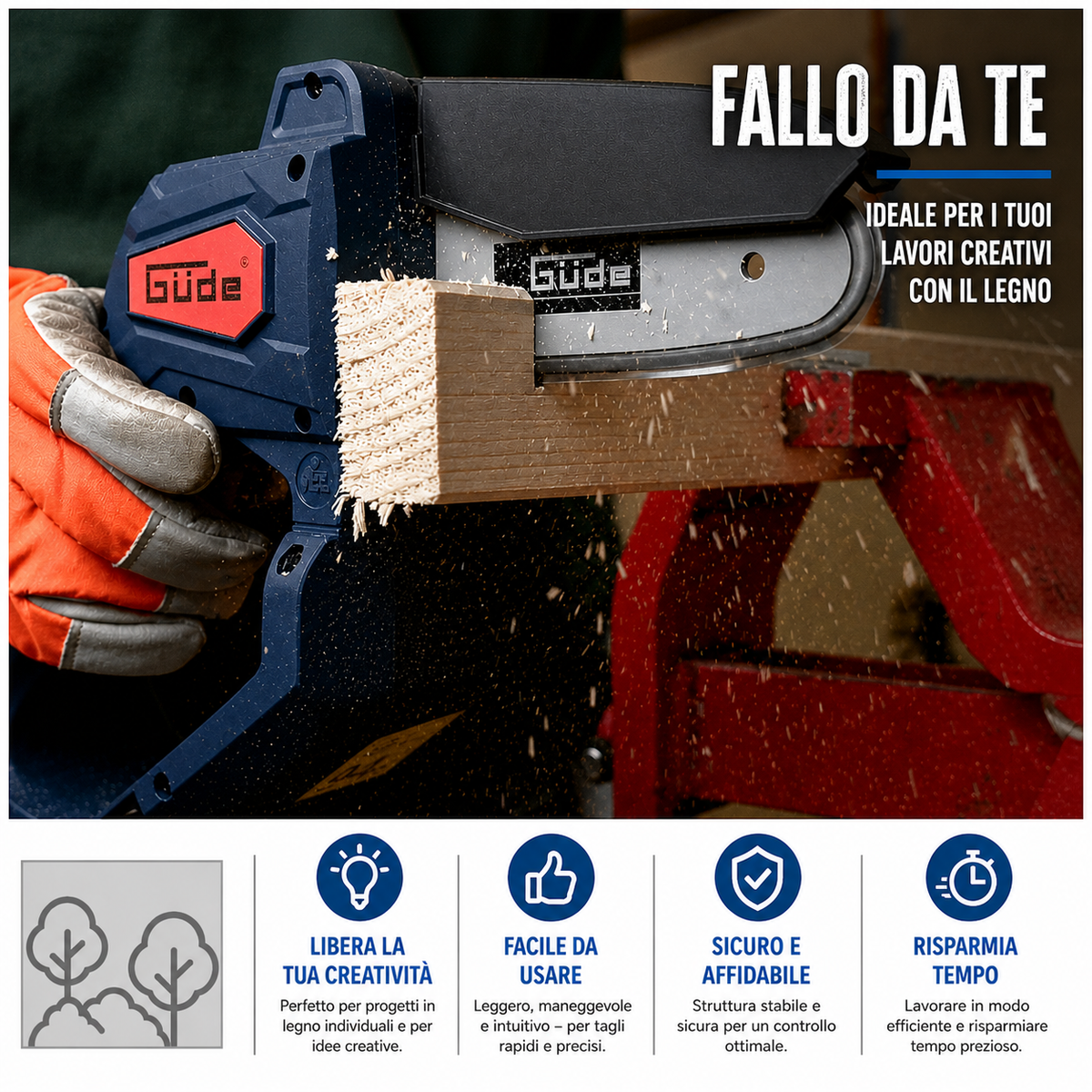Ferramenta de jardinagem Guede Mini motosserra Güde MK 18-201-05