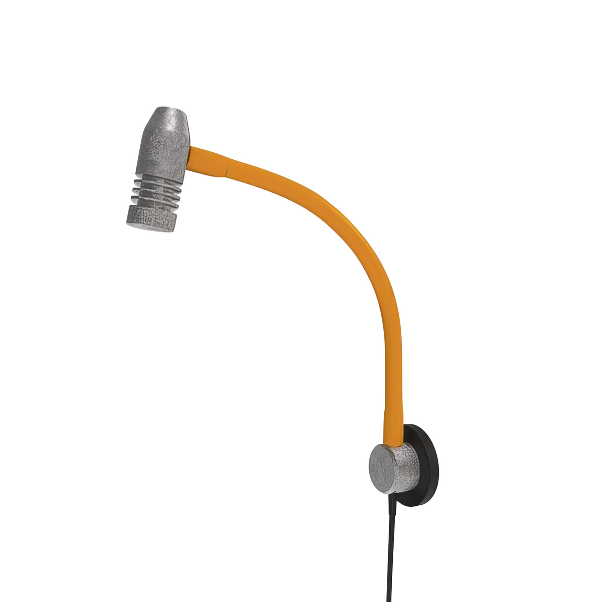 Lampada LED con braccio flessibile da 225 mm, base magnetica rivestita in gomma e testa orientabile, ideale per macchine utensili.