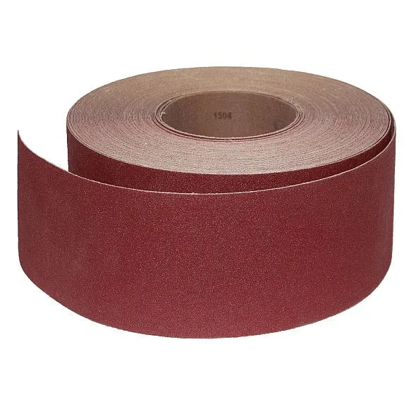 Rotolo abrasivo professionale in tela da 76 mm, lungo 25 metri, con grana 120 ideale per levigatura fine su levigatrici a tamburo JET e JWDS.