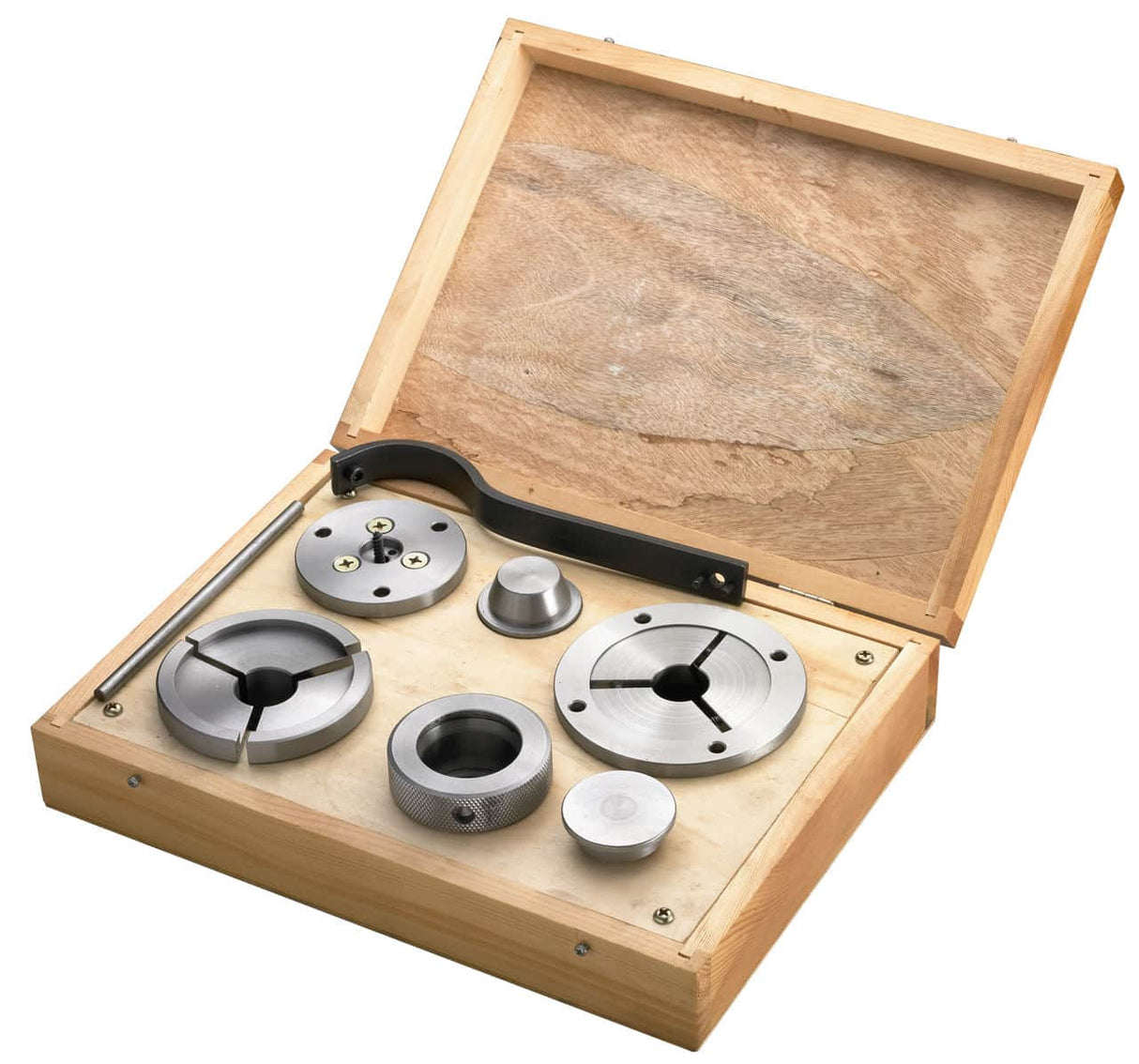 Set di mandrini autocentranti con filettatura M33 x 3,5 mm composto da 6 pezzi, ideale per garantire serraggio preciso e lavorazioni stabili.