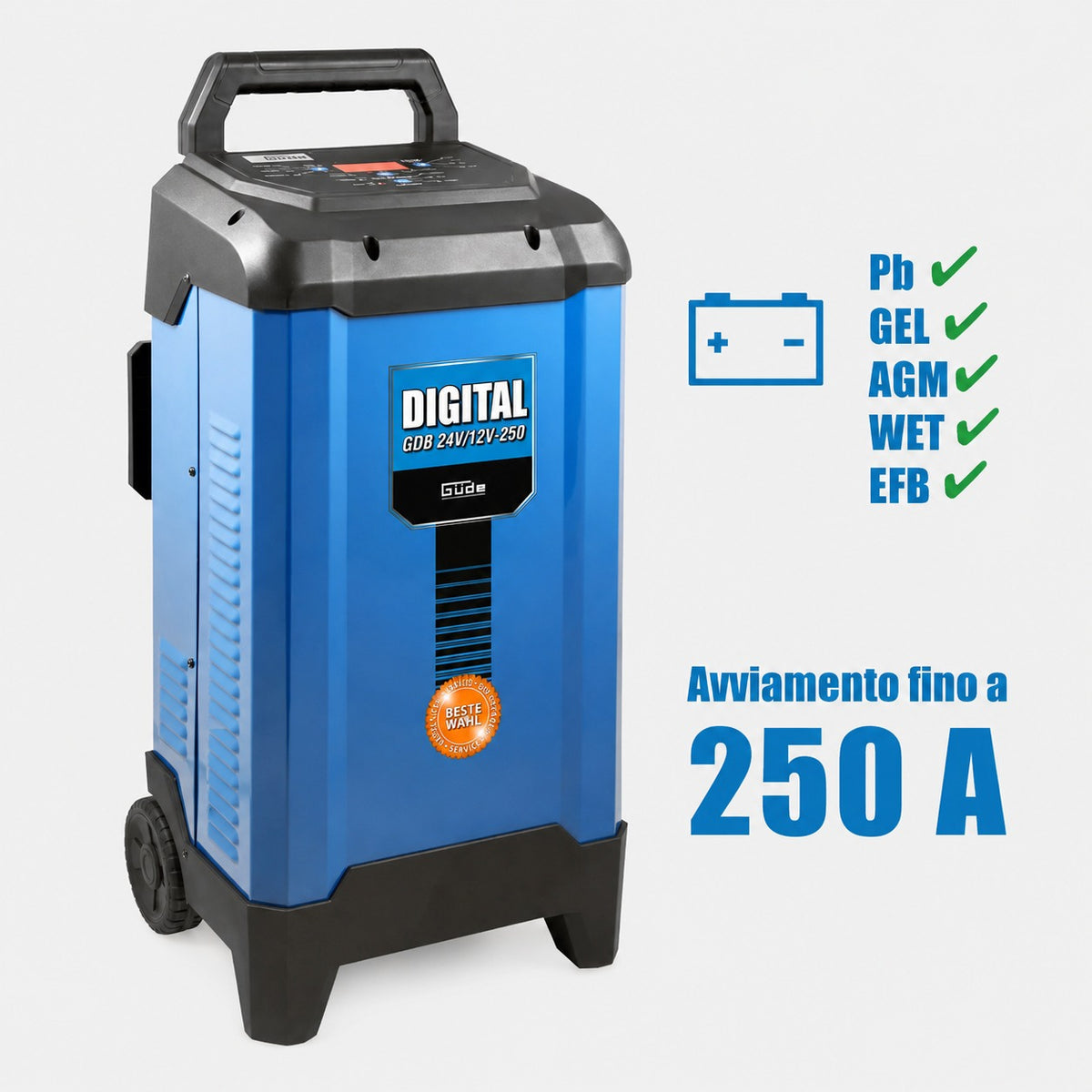 Carregador de baterias digital Güde GDB 24V/12V-200