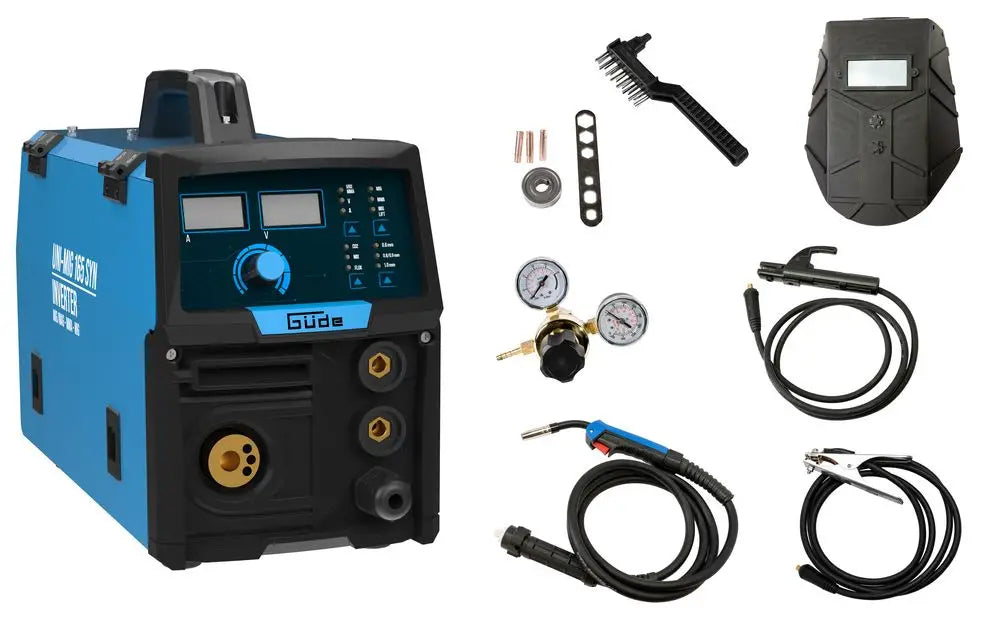 Máquina de soldar multiprocesso Güde Uni-Mig 165 SYN – inversor monofásico 230V, MIG/MAG, MMA, fio fluxado e TIG