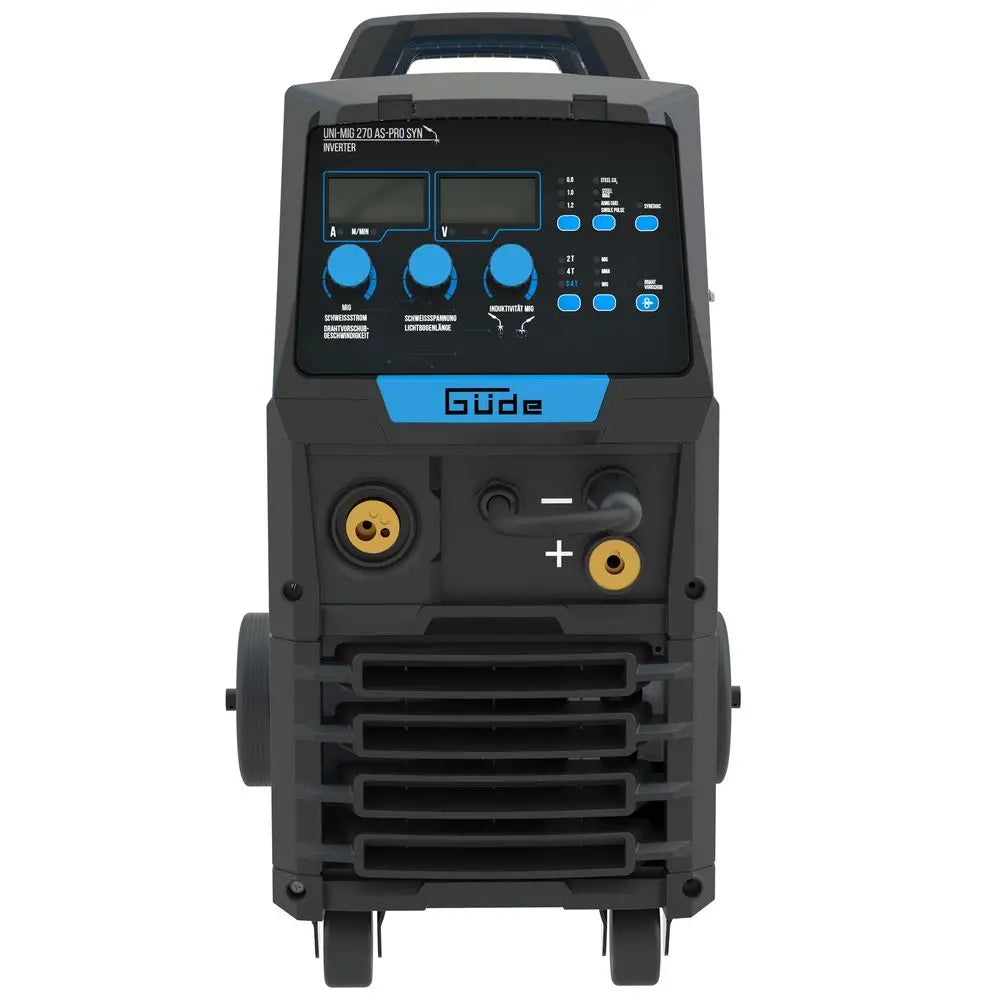 Máquina de soldar multiprocesso Güde Uni-Mig 270 AS-Pro SYN – inversor trifásico 400V, MIG/MAG, MMA, fio fluxado e TIG