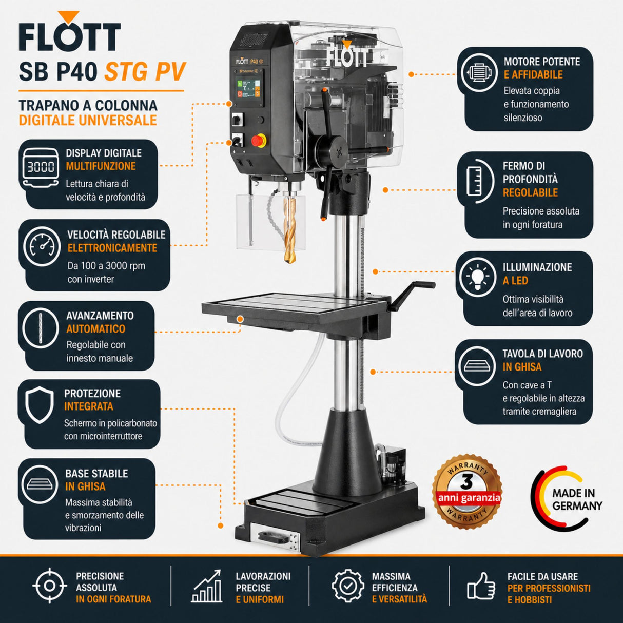 Trapano a colonna Flott SB P40 STG PV Electronic