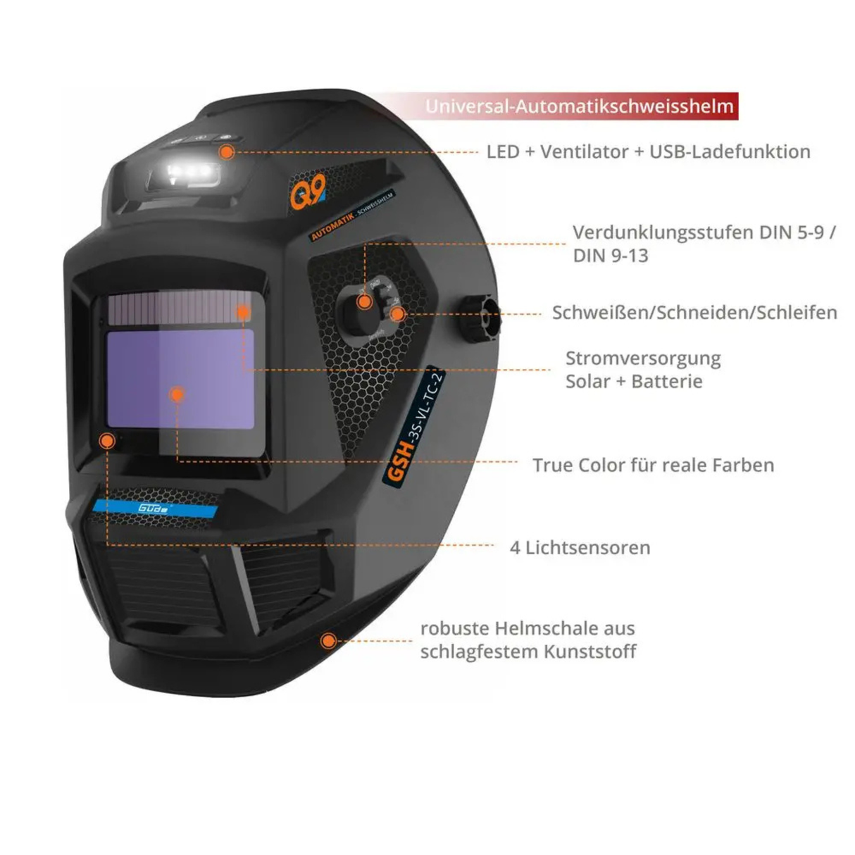 Equipamento para soldadura Guede GÜDE Casco automático para soldadura