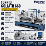 Torno para metal Bernardo Goliath 660 x 2000 com DRO digital 3 eixos