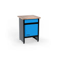 Banco da lavoro Guede GW 1/1 S con piano in rubberwood massello 60x60 cm, cassetto a estrazione totale e anta con serratura, ideale per garage e piccoli laboratori.