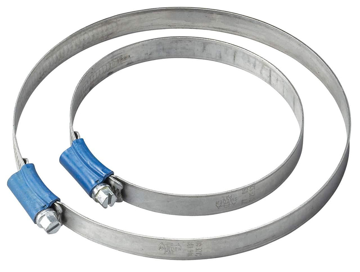 Fascetta di bloccaggio tubo Bernardo in acciaio zincato per aspiratori DC 600 e DC 700, ideale per fissare il tubo di aspirazione in modo stabile e sicuro.