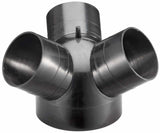 Giunzione a Y Bernardo con ingresso Ø150 mm e tre uscite Ø100 mm, compatibile con aspiratori DC 500, DC 500 E, DC 550 CF e RV 350, ideale per impianti di aspirazione professionali.