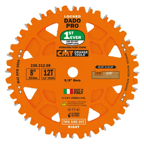 Ferramenta de corte CMT Conjunto de lâminas Porca Pro - D203x6,2-20 d15,87 Z12 HW