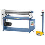 Calandra Bernardo ESR 1300 x 1,5 con rulli Ø 75 mm, pedale con arresto di emergenza e dispositivo di calandratura conica incluso.