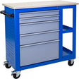 Carrello officina professionale Güde GWB 05 con banco da lavoro, 5 cassetti bloccabili, pannelli forati Euro e ruote con freno.