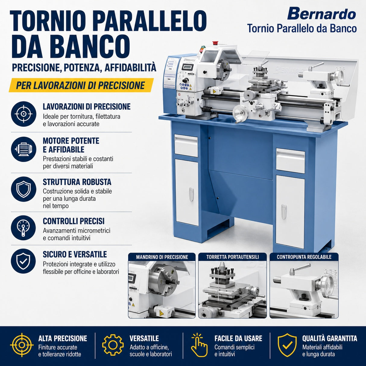 Torno Bernardo Profi 550 LZ / 230 V – Compacto e preciso