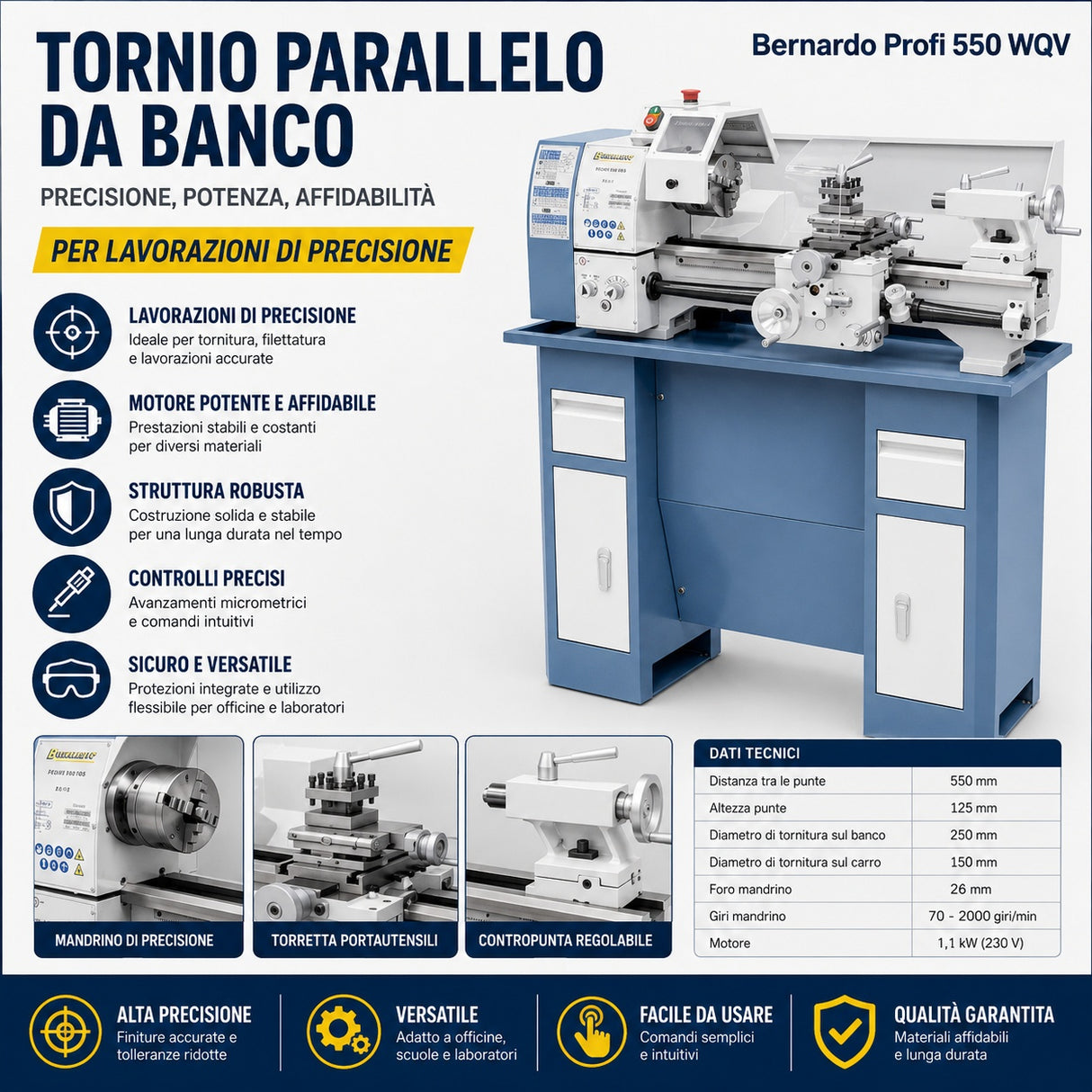 Torno para metal Bernardo Profi 550 WQ