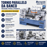 Torno para metal Bernardo Solid 460 x 1000 Pro com visualizador digital 3 eixos