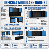 Armadio a parete Güde GWS 2T/L XL – 2 ante con pannello forato integrato per Eco Line
